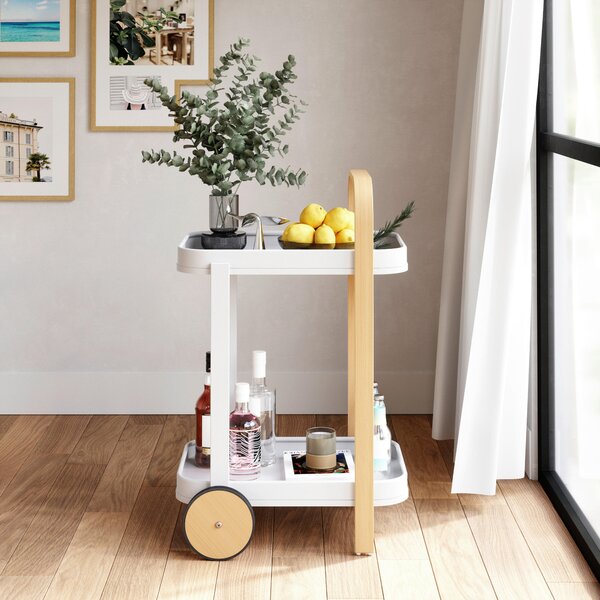 SERVÍROVACÍ VOZÍK, prírodná farba, biela, 44/80/50 cm Umbra - Barový nábytok, Online Only
