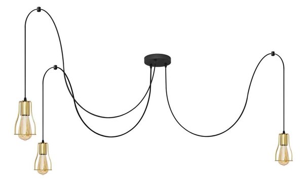 Luster na lanku TUBE LONG 3xE27/10W/230V čierna/zlatá