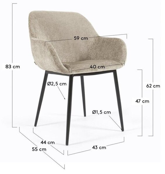 Béžové čalúnené jedálenské kreslo Konna – Kave Home