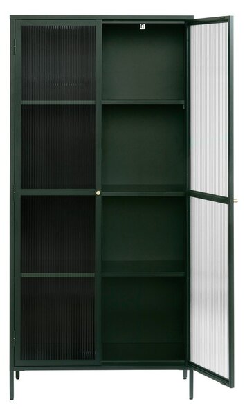 Tmavozelená kovová vitrína 90x190 cm Bronco – Unique Furniture