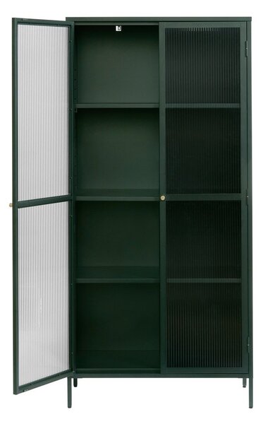 Tmavozelená kovová vitrína 90x190 cm Bronco – Unique Furniture