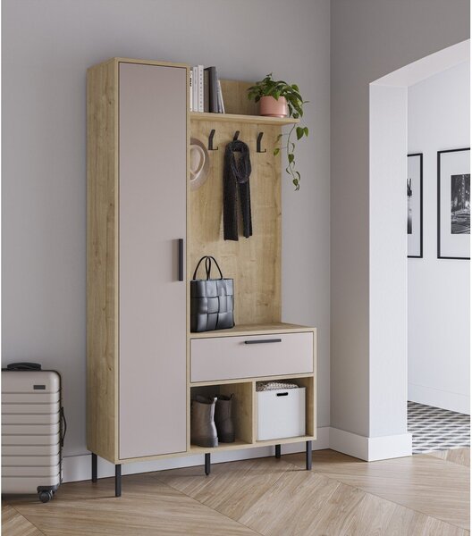 Predsieňová zostava v dekore duba v krémovo-prírodnej farbe 108x195x35 cm Heidy – Marckeric