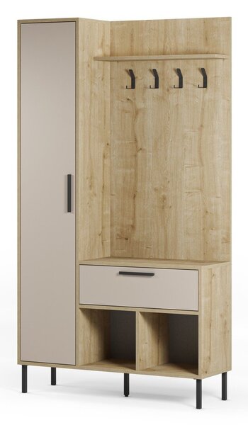 Predsieňová zostava v dekore duba v krémovo-prírodnej farbe 108x195x35 cm Heidy – Marckeric