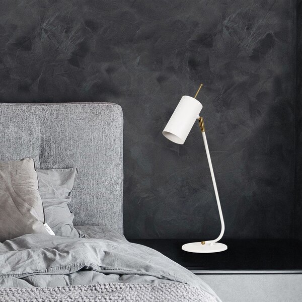 Biela stolová lampa s kovovým tienidlom (výška 55 cm) Sivani – Opviq lights