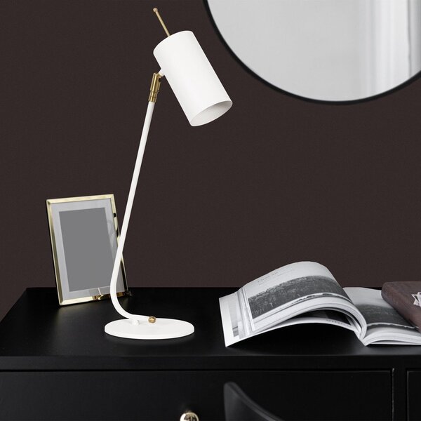 Biela stolová lampa s kovovým tienidlom (výška 55 cm) Sivani – Opviq lights