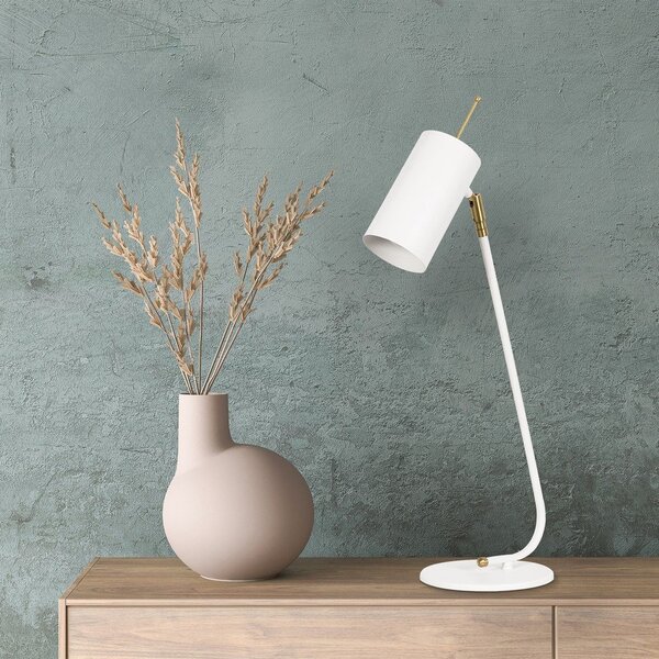 Biela stolová lampa s kovovým tienidlom (výška 55 cm) Sivani – Opviq lights