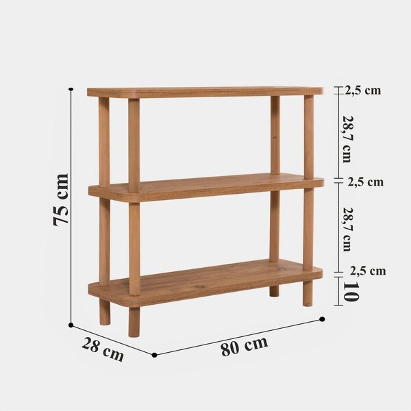 Knižnica v dekore borovice v prírodnej farbe 80x75 cm Step - Kalune Design