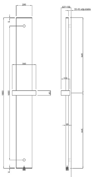 Ridea Ridea, OTHELLO MONO SLIM vykurovacie teleso hliníkové 300x1890mm, čierna mat, 2301189030SN