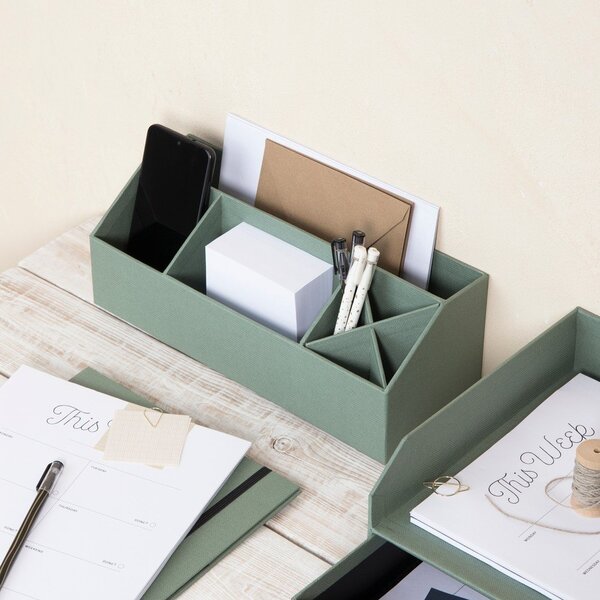 Zelený kartónový organizér na písacie potreby Elisa Canvas Paper Laminate – Bigso
