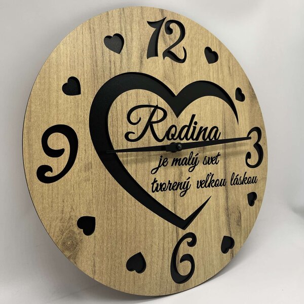 KMDESING | Drevené nástenné hodiny - Rodina