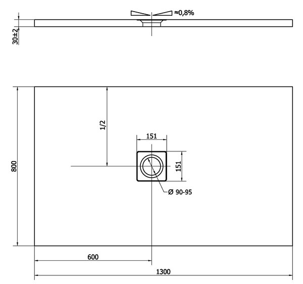 Polysan Polysan, FLEXIA sprchová vanička z liateho mramoru s možnosťou úpravy rozmeru 130x80x3cm, 72899