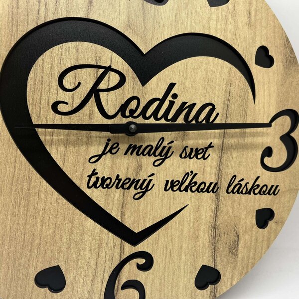 KMDESING | Drevené nástenné hodiny - Rodina