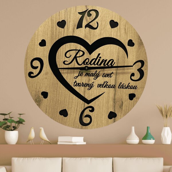 KMDESING | Drevené nástenné hodiny - Rodina