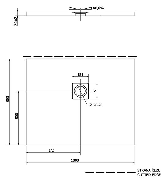 Polysan Polysan, FLEXIA sprchová vanička z liateho mramoru s možnosťou úpravy rozmeru 100x80cm, 72926