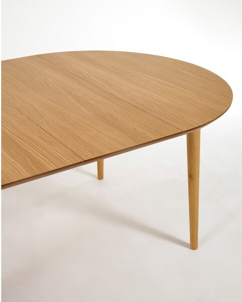 Rozkladací jedálenský stôl v dekore duba v prírodnej farbe ø 120 cm Oqui – Kave Home