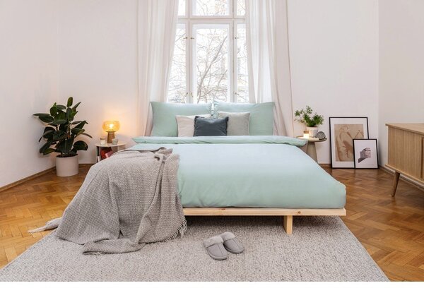 Zelené obliečky na dvojlôžko z mikrosaténu 200x200 cm Basic – Essentials
