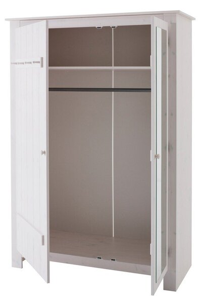 Biela šatníková skriňa z borovicového dreva so zrkadlom 120x170 cm Bertram – Støraa
