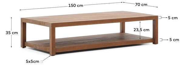 Konferenčný stolík z tíkového dreva v prírodnej farbe 70x150 cm Sashi – Kave Home