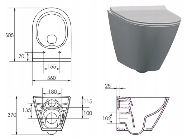 Cersanit City Oval CleaOn, závesná wc misa bez sedátka, biela, K35-025