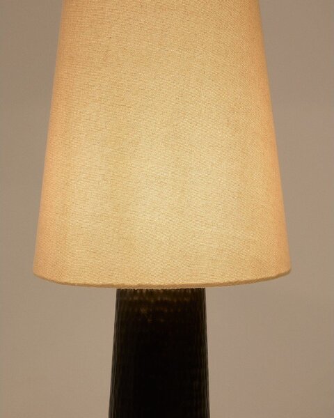 Čierno-krémová stojacia lampa s textilným tienidlom (výška 129 cm) Senni – Kave Home