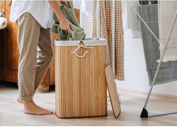 Bambusový kôš na bielizeň v prírodnej farbe 78 l Bamboo – Compactor