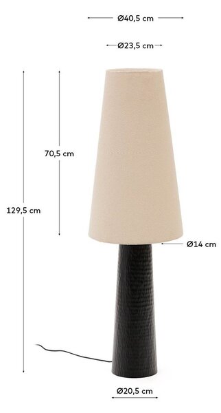 Čierno-krémová stojacia lampa s textilným tienidlom (výška 129 cm) Senni – Kave Home