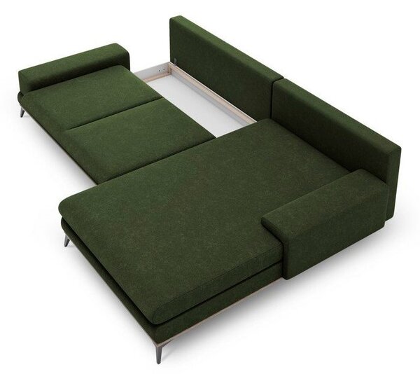Fľaškovozelená rozkladacia rohová pohovka Windsor & Co Sofas Planet, pravý roh