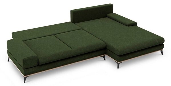 Fľaškovozelená rozkladacia rohová pohovka Windsor & Co Sofas Planet, pravý roh