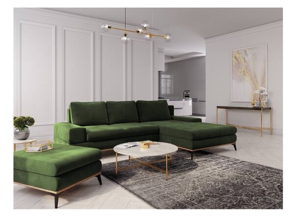 Fľaškovozelená rozkladacia rohová pohovka Windsor & Co Sofas Planet, pravý roh