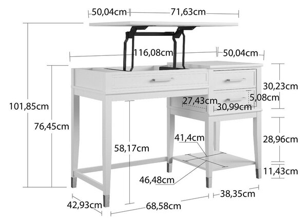Pracovný stôl 49x115 cm Westerleigh – CosmoLiving by Cosmopolitan