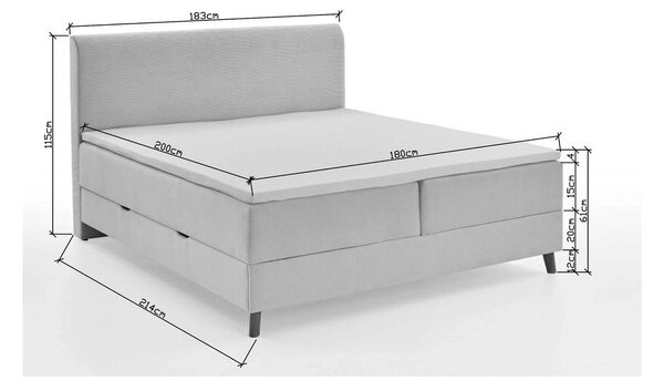 Béžová boxspring posteľ s úložným priestorom 180x200 cm Memphis - Meise Möbel