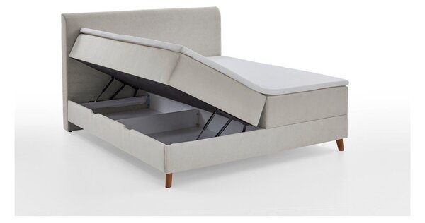 Béžová boxspring posteľ s úložným priestorom 180x200 cm Memphis - Meise Möbel