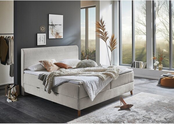 Béžová boxspring posteľ s úložným priestorom 180x200 cm Memphis - Meise Möbel