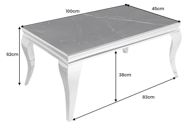 Dizajnový konferenčný stolík Rococo 100 cm čierny / strieborný