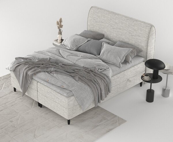 Svetlosivá boxspring posteľ s úložným priestorom 200x200 cm Melba – Maison de Rêve
