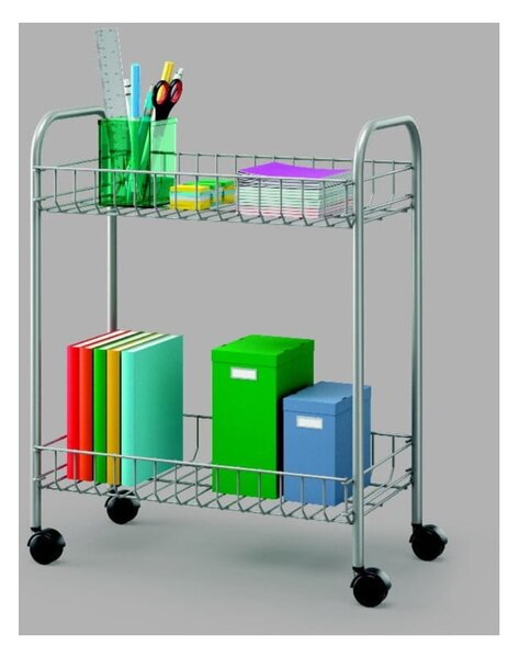 Pojazdný dvojposchodový regál Metaltex Greg, dĺžka 41 cm