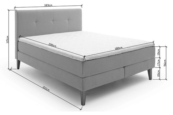 Antracitová boxspring posteľ 180x200 cm Stockholm – Meise Möbel