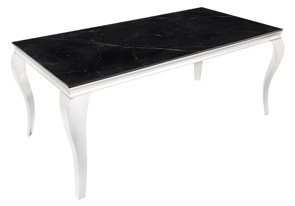 Dizajnový jedálenský stôl Rococo 180 cm čierny kameň / strieborný