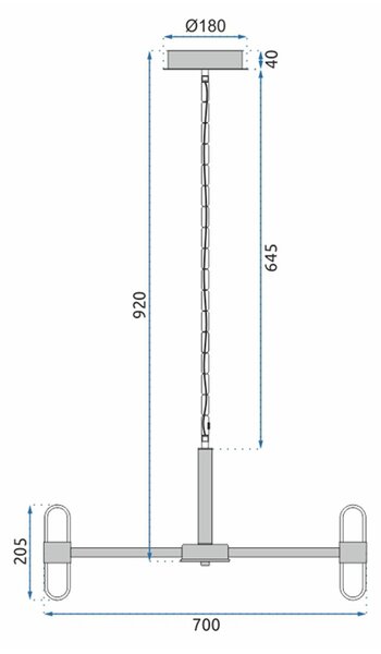 Toolight Toolight, LED závesné stropné svietidlo 6x20W APP770-6C + diaľkový ovládač, čierna, OSW-05021