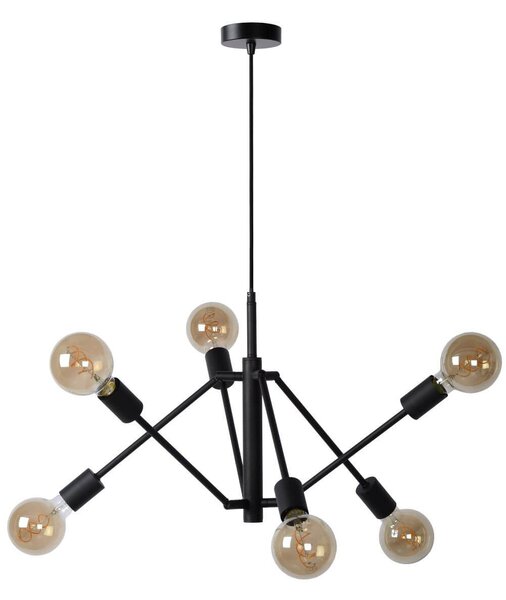 Lucide 21424/06/30 závesné stropné svietidlo Lester 6x40W | E27 - čierna, stmievateľné