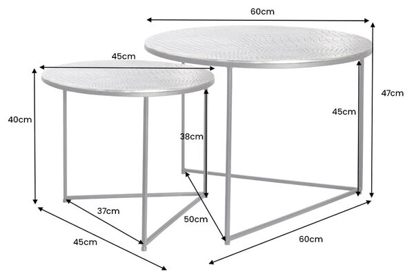 Sada konferenčných stolíkov Khalil 60 cm antik strieborná