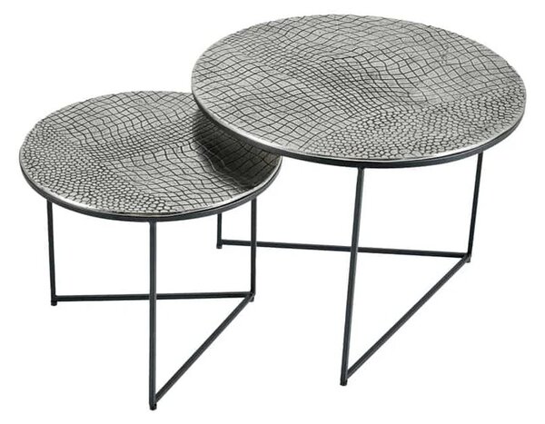Sada konferenčných stolíkov Khalil 60 cm antik strieborná