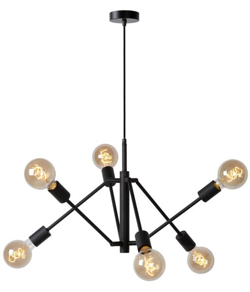 Lucide 21424/06/30 závesné stropné svietidlo Lester 6x40W | E27 - čierna, stmievateľné