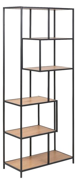 Čierna/prírodná knižnica v dekore duba 77x185 cm Seaford – Actona