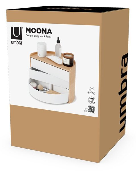 Kúpeľňový organizér otočný v prírodnej farbe Moona – Umbra