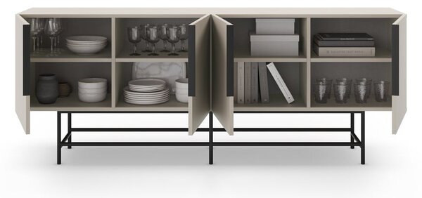 Krémová nízka komoda 200x77,5 cm Eldia – Marckeric