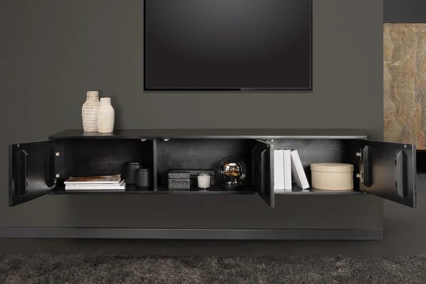Dizajnový závesný TV stolík Quillon III 160 cm prírodný kameň