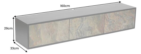 Dizajnový závesný TV stolík Quillon III 160 cm prírodný kameň