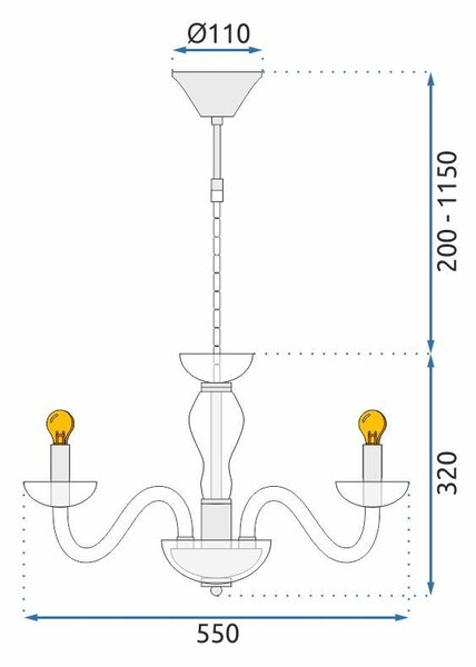 Toolight Toolight, stropná lampa na zavesenie 6xE14 APP1081-6CP, ružové zlato, OSW-00681