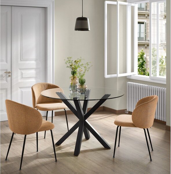 Guľatý jedálenský stôl so sklenenou doskou Kave Home, ø 119 cm